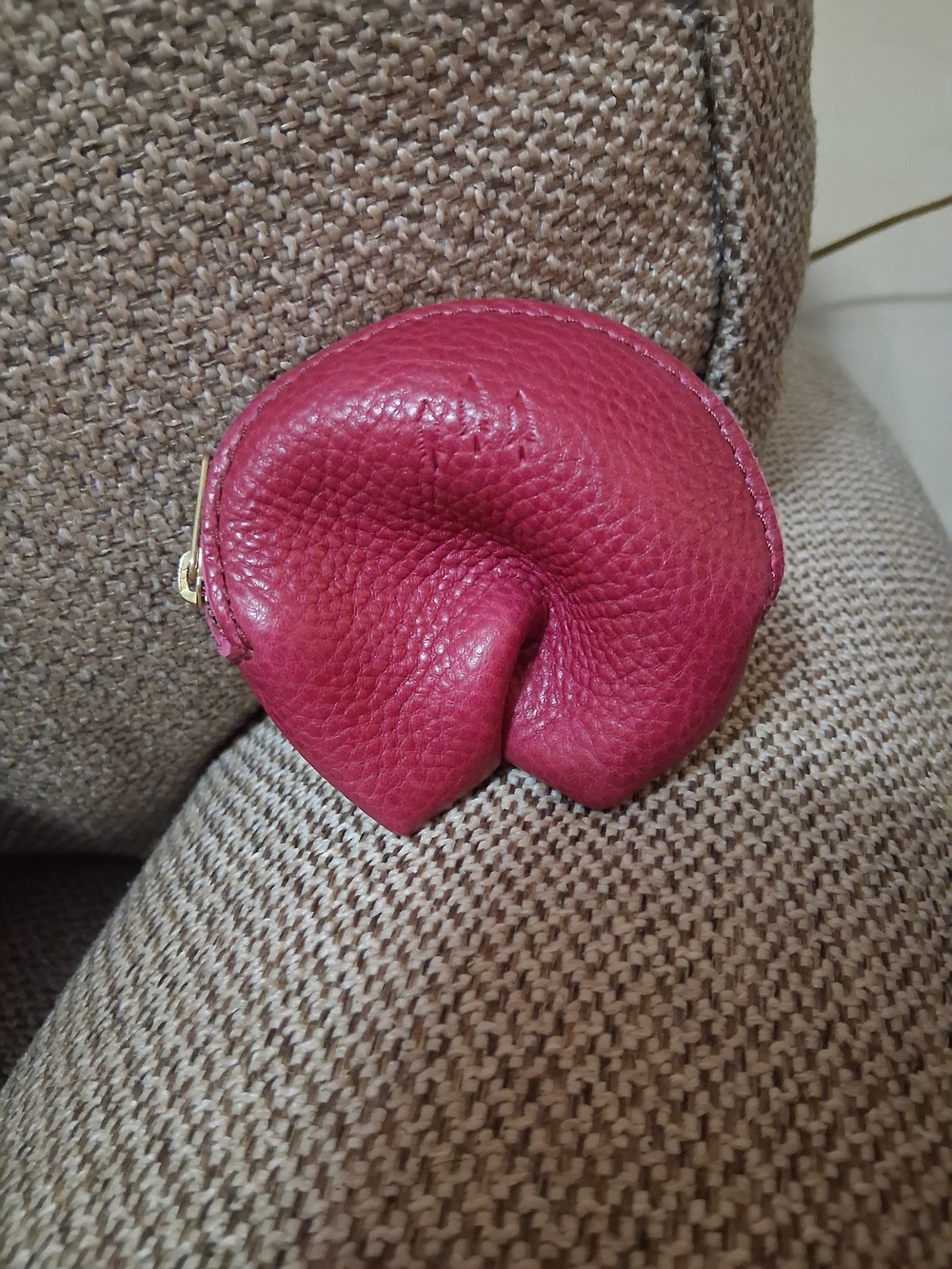Red Leather Coin Pouch - Compact Women's Wallet